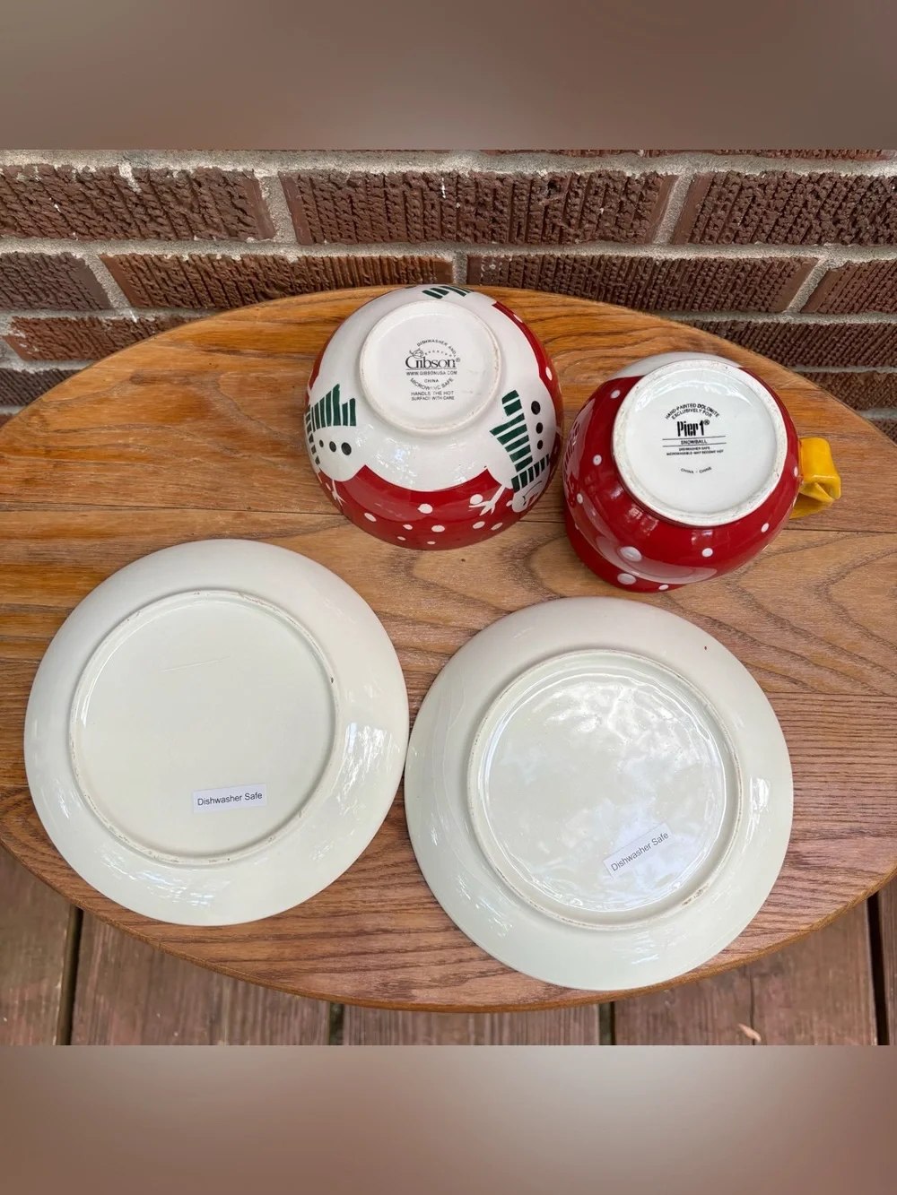 Ceramic Christmas Bundle 2 plates 1 Mug 1 Bowl holiday Christmas Gibson Pier 1